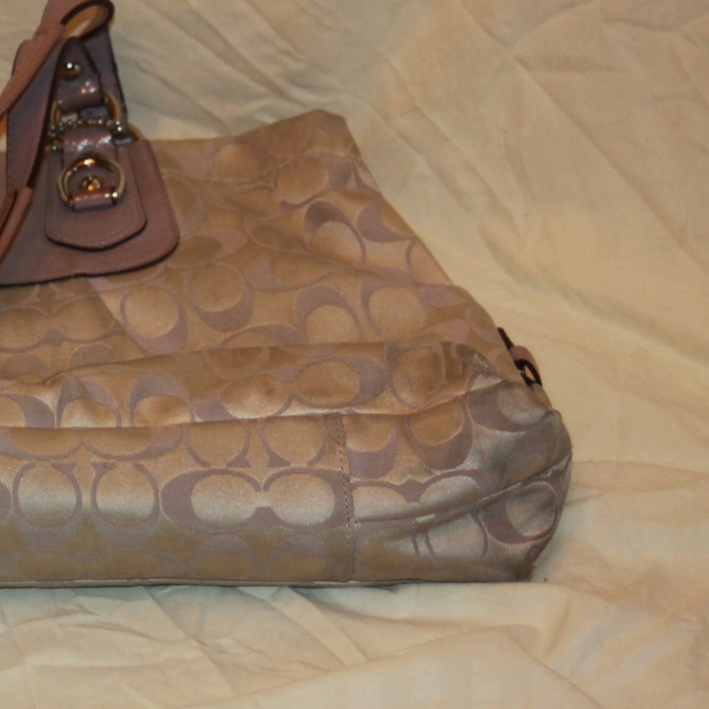 Coach 15510 Ashley Cary All Beige Purple Purse - Picture 5 of 7